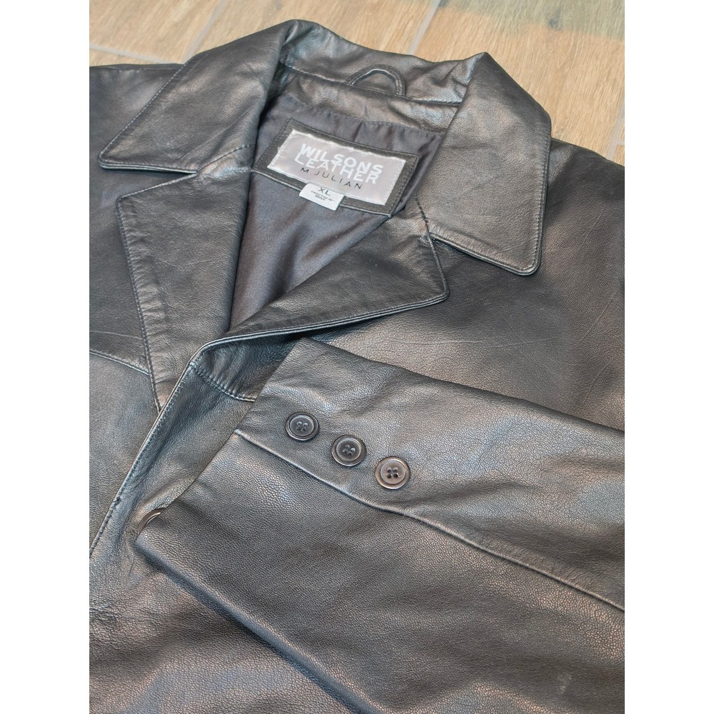 Wilsons Leather M Julian Mens Black Leather Blazer Jacket XL 3-Button RN 69426
